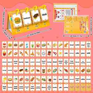 Fournitures pour l'école à domicile, cartes flash éducatives, activités d'apprentissage préscolaire, 92 cartes flash sur les aliments pour l'apprentissage précoce - Product Image 6