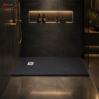 Receveur de douche rectangulaire moderne en surface solide blanche, en résine de pierre, antidérapant, pour salle de bain de luxe, article de rénovation.
