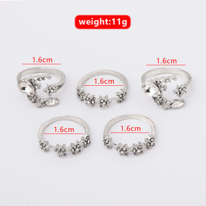 <b>Crystal</b> <b>Rings</b> Set Women's 925 Silver Rhodium Plated Cocktail <b>Ring</b> Bohemia Wedding Jewelry Star Pattern Pave Setting - Product Image 4