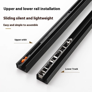 Système de porte coulissante en verre en alliage d'aluminium à fermeture douce et rail caché, accessoires de porte invisible, installation facile - Product Image 3