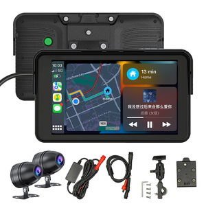 7 "IPS màn hình cảm ứng xách tay không dây Carplay & Android tự động cho xe máy ipx66 không thấm nước, máy ảnh kép ghi âm - Product Image 1