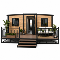 Maison modulaire préfabriquée contemporaine avec terrasse, finition bois, pour résidence privée, hôtel de villégiature et maison d'hôtes