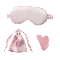 Coffret Cadeau Masque de Sommeil en Satin 3-en-1 avec Pierre Gua Sha en Quartz Rose et Pochette, Massage Facial Personnalisé pour Cadeaux d'Entreprise et Personnels