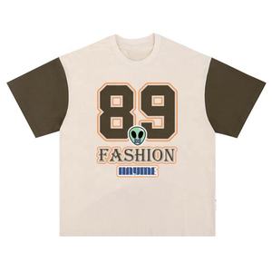 Fabricante Campus estilo dos tonos Patchwork cuello redondo ajuste Regular logotipo personalizado camiseta - Product Image 2