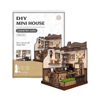Nouveau design, puzzles en bois colorés découpés au laser 3D, kit de modèle de café rustique, kit de maison miniature à assembler soi-même, échelle 1:32