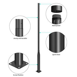 Poste <span class=keywords><strong>de</strong></span> lámpara <span class=keywords><strong>de</strong></span> calle dividido 4m 6m Negro Combinación galvanizada para exteriores Poste <span class=keywords><strong>de</strong></span> lámpara <span class=keywords><strong>de</strong></span> calle Poste <span class=keywords><strong>de</strong></span> lámpara <span class=keywords><strong>de</strong></span> jardín solar - Product Image 2