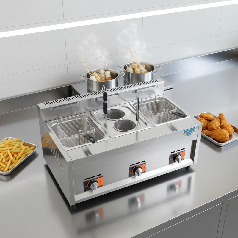 Stainless Steel Commercial Gas Oden Fryer