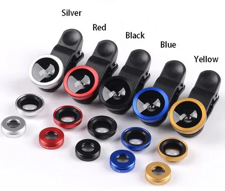 Mobile camera lens for iphone X XR Xs max for samsung fisheye 3 in 1 universal clip cell phone camera lens