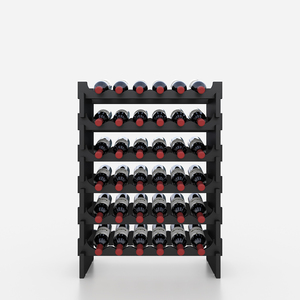 Meilleur prix d'usine – Présentoir à vin moderne et portable en bois noir à 6 niveaux avec support en verre pour aménagement de magasin – <span class=keywords><strong>Porte</strong></span>-vin - Product Image 3