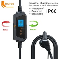Cargador Portátil Inteligente para Vehículos Eléctricos Feyree Tipo 2, 7kW, 32A, 264V, con Cable de 5m, Programación de Carga y Pantalla de 2.8 Pulgadas