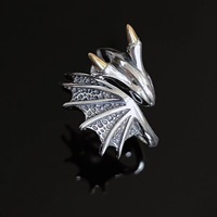Bague Dragon Rétro Plaqué Argent Antique Style Punk, Unisexe, en Cuivre, Design Niche Irrégulier Tendance, Ouverte et Ajustable