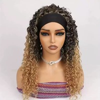 Perruques Afro Kinky Bouclées en Gros, Longues, Synthétiques, Classiques, Ondulées et Volumineuses, avec Bandeau, Sans Colle, Petite Taille