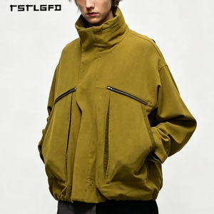 Chaqueta Gabardina Corta para Hombre, Estilo Gabardina, Cuello Alto, Doble Botonadura, con Epaulettes y Forro a Rayas en Contraste - Product Image 4