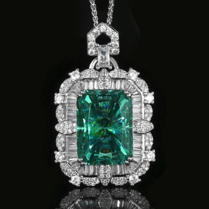 High Quality Eco-friendly Copper 15*20MM Geometric Square Green Cubic Zirconia Wedding Bridal Ring Jewelry Set for Women - Product Image 5