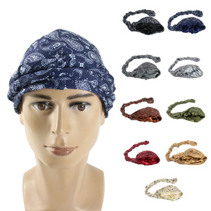 HZM-23179 Turban réglable doublé satin pour hommes et femmes, Durag, foulards pré-noués, bonnet Paisley Wave - Product Image 5