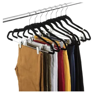 Charisma Wholesale Custom Plastic Velvet Clothes <strong>Hangers</strong> Notched <strong>Clips</strong> Wardrobe Durable Pants Skirt Suit Coat <strong>Hangers</strong> - Product Image 6