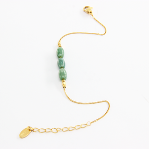 Grosir Set perhiasan Mode 14K emas baja nirkarat kalung gelang tiga giok manik liontin untuk ulang tahun pertunangan - Product Image 4