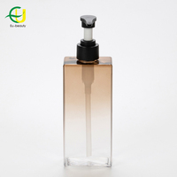 Emballage de soins personnels personnalisé de luxe, flacon carré de 400 ml, dégradé, pour shampoing, nettoyant visage, flacon en plastique PET, flacon pompe pour lotion corporelle