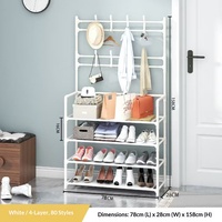 Porte-manteau multifonctionnel non pliable et détachable avec crochets, étagère à chaussures, organisateur d'entrée peu encombrant, et porte-vêtements sur pied