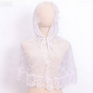 Accessoires pour cheveux NianCan : Voile de mariée en dentelle blanche, châle en maille musulmane, magnifique accessoire de mariage pour la mariée - Product Image 3