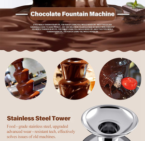Fontaine à <span class=keywords><strong>chocolat</strong></span> <span class=keywords><strong>professionnelle</strong></span> alimentée par prise secteur avec quatre niveaux, compatible lait et légumes, fonction <span class=keywords><strong>fondue</strong></span> et cascade - Product Image 5