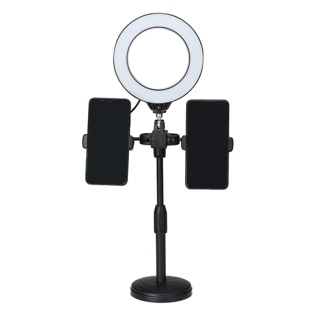 6-inch 16CM Beauty Wired Ring Fill Light Live Streaming Table Desktop CellPhone Stand With Dual Mobile Clips Phone Holder