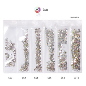 ZHI JIA Luxurious 3D 6 Sizes Mixed Flatback Nail Rhinestones AB Aurora Clear Topaz Gold <strong>Ruby</strong> Sapphire Purple Glass Diamonds - Product Image 1