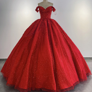 Sparkly Ball Gown Prom Dresses <b>Red</b> Princess <b>Sequin</b> Bling Elegant Prom Gown Vestidos De Lsyb17 - Product Image 2