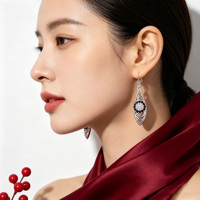 Boucles d'oreilles créoles de luxe en argent sterling 925 pour femmes, design haut de gamme avec zircone cubique, pour la vente en gros