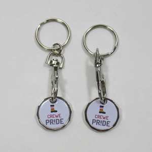 Gantungan kunci koin troli Supermarket UK kustom LOGO cetak UV gantungan kunci tempat koin logam Eropa untuk kereta belanja - Product Image 4