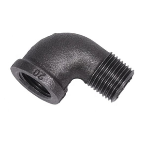 <span class=keywords><strong>Coude</strong></span> de raccordement <span class=keywords><strong>mâle</strong></span>-<span class=keywords><strong>femelle</strong></span> en fonte malléable noire, conforme à la norme ASTM NPT - Product Image 1