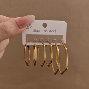 Mạ vàng sao đinh tán & quá khổ Hoop Bông tai Set-cao cấp thép không gỉ không gây dị ứng xỉn kháng nữ trang sức - Product Image 6