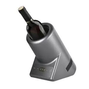 Cubo de vino con carcasa gris plateada, enfriador de vino sin hielo, enfriador de vino portátil para botellas