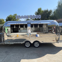 Trailer Makanan Cepat Saji Stainless Steel Grosir Label Pribadi Kompatibel 220V untuk Jajanan, Keripik, dan Penggunaan Kedai Kopi
