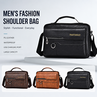 Sac à bandoulière/sac à dos en cuir PU pour homme, imperméable, pour les voyages d'affaires, les sports de plein air, avec port USB, fermeture à glissière, personnalisable