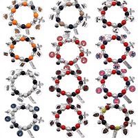 Bracelets perlés 30 équipes de basketball, tendance, classiques, en alliage plaqué argent, avec pendentif Champions, accessoires pour cadeaux de fans - Vente chaude