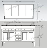 Ensemble de meubles de salle de bain modernes de luxe avec miroir intelligent, résistant à l'eau, tailles et styles personnalisables pour appartement et villa