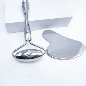 2024 Hot Selling Stainless Steel Body Guasha Scrap Anti Aging Silver 3D <b>Metal</b> Face <b>Roller</b> - Product Image 3