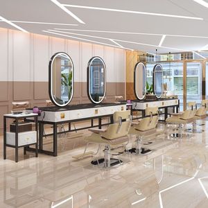 Customized Oval LED Salon <b>Mirror</b> <b>Makeup</b> <b>Vanity</b> <b>Mirror</b> Station Barber Shop Furniture - Product Image 4