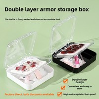 Boîte de présentation haut de gamme pour ongles à porter, double couche, haute transparence, faite à la main, taille 8,5*8,5
