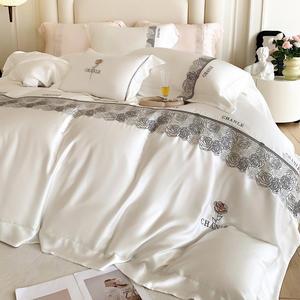 Copripiumino ricamato estivo bianco personalizzabile set biancheria da letto matrimoniale in fibra di lyocell 100% - Product Image 2