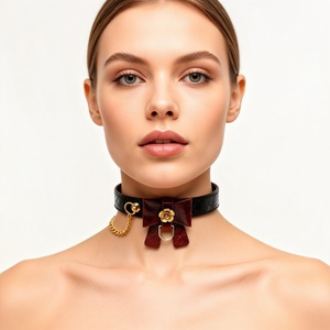 БДСМ кожаный флирт ошейник регулируемый сексуальный тренировочный инструмент чокер с металлической цепью для взрослых секс игрушка бондаж Экипировка - Product Image 2