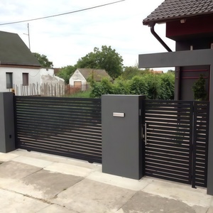 Cancelli da Giardino Moderni in Alluminio Verniciato a Polvere Personalizzati di Alta Qualità, Pannelli per Recinzioni Orizzontali a Doghe per la Privacy, Cancelli Scorrevoli per Vialetti - Product Image 3