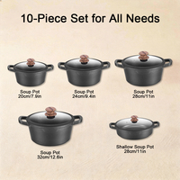 Ensemble de casseroles de cuisine en aluminium moulé sous pression, revêtement marbré antiadhésif, couvercle en verre silicone, compatible induction, personnalisable avec logo OEM, vente en gros