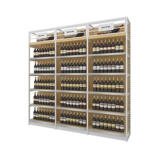 Hecho a medida de acero y estructura de madera <span class=keywords><strong>estantes</strong></span> se utilizan <span class=keywords><strong>para</strong></span> vino de la pantalla o la colocación de productos en el supermercado bar tiendas - Product Image 2