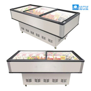 Congélateur coffre commercial en acier inoxydable avec porte coulissante double vitrage pour centre commercial, restaurant, supermarché - Product Image 1