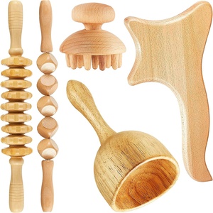 5-teiliges Holz-Massagestab Holzroller Lymphdrainage-Massagegerät-Set Holztherapie-Massagewerkzeuge - Product Image 1