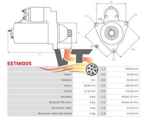 ESTMI005 Autos tarter für <span class=keywords><strong>Canter</strong></span> 4 DR7 Anlasser für Mitsubishi M002T61771 M2T61771 ME001565 CGB-23089 9T <span class=keywords><strong>Motor</strong></span> Arranque - Product Image 6