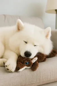 Juguetes chirriantes para perros sin relleno, paquete de juguetes de peluche para masticar con diseños de zorro, ardilla y lobo gris - Product Image 5