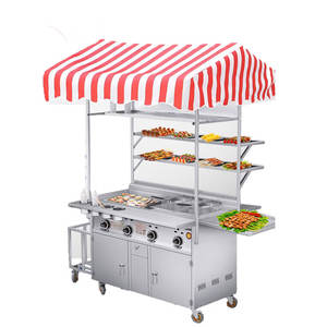 Remorque de nourriture commerciale chariot de nourriture de poussée de main de voiture de casse-croûte mobile pour le chariot de camion de casse-croûte de BBQ de poêle de gril - Product Image 1